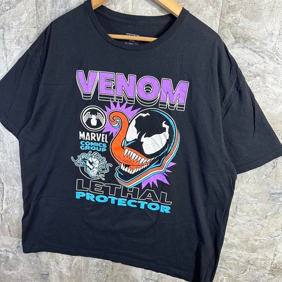 Marvel Venom Lethal Protector Men's Graphic T-Shirt Black Cotton Size XXL - Picture 2 of 7